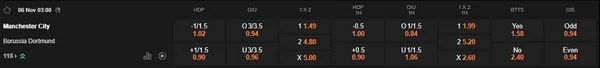 Prediksi Manchester City vs Borussia Dortmund, 03.00 06/11 – Liga Champions