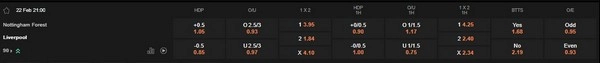 Prediksi Nottingham Forest vs Liverpool 21:00 22/02 EPL